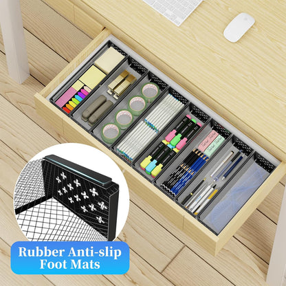 Silverware Drawer Organizer, 8 Pack Utensil Organizer for Kitchen Drawers, Metal Storage for Spoons Forks Knives (12.2 * 3.2 * 2.1 Inches, Black)