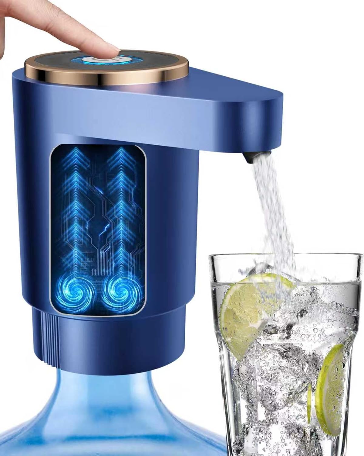 Water Jug Pump for 5 Gallon Bottle – Portable Electric USB-C Charging Dispenser, Dual Powerful Motors, Fast Flow, Fits 2-5 Gallon Jugs – Ideal for Home, Office, Camping, RV, Dark Black