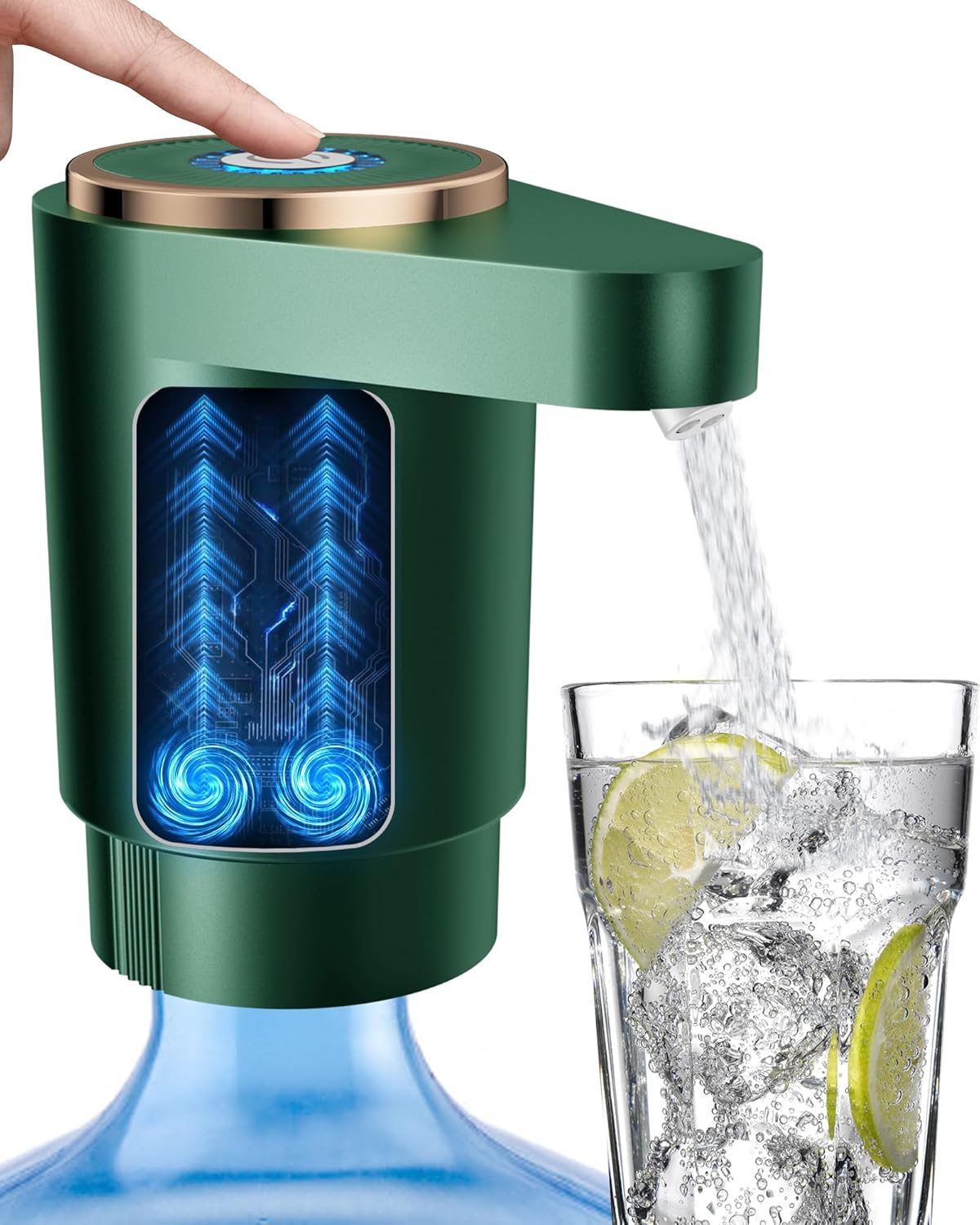 Water Jug Pump for 5 Gallon Bottle – Portable Electric USB-C Charging Dispenser, Dual Powerful Motors, Fast Flow, Fits 2-5 Gallon Jugs – Ideal for Home, Office, Camping, RV, Dark Black