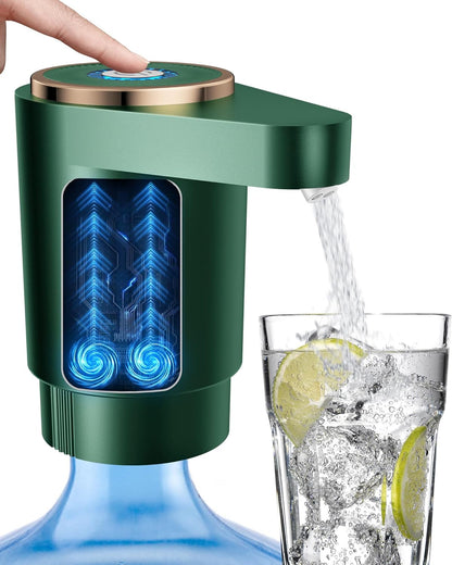Water Jug Pump for 5 Gallon Bottle – Portable Electric USB-C Charging Dispenser, Dual Powerful Motors, Fast Flow, Fits 2-5 Gallon Jugs – Ideal for Home, Office, Camping, RV, Dark Black