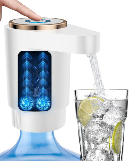 Water Jug Pump for 5 Gallon Bottle – Portable Electric USB-C Charging Dispenser, Dual Powerful Motors, Fast Flow, Fits 2-5 Gallon Jugs – Ideal for Home, Office, Camping, RV, Dark Black