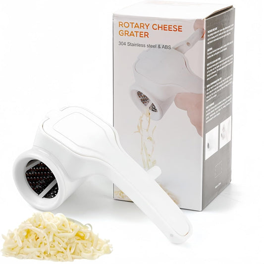 Manual Rotary Cheese Grater, Stainless Steel Drum, Easy Clean