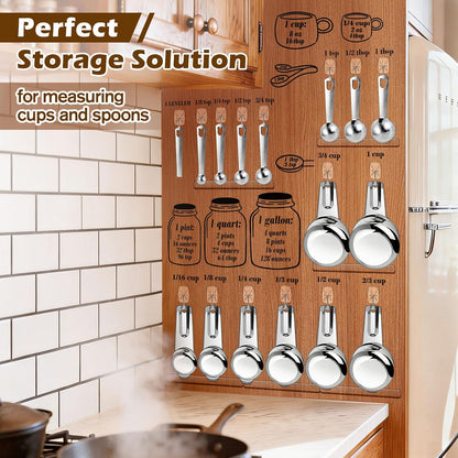 Kitchen Measurement Conversion Chart with 16 Hooks & Anti-Collision Pads