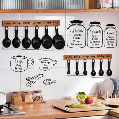 Kitchen Measurement Conversion Chart with 16 Hooks & Anti-Collision Pads