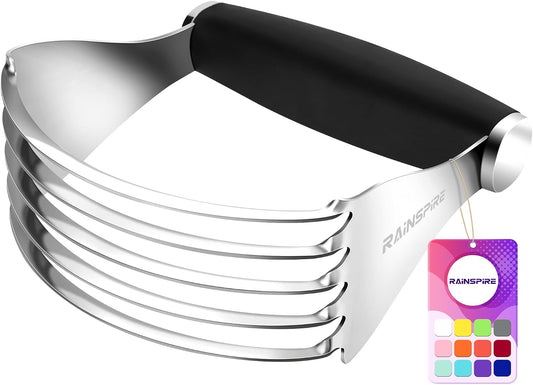 XL Pastry Cutter For Baking, Heavy Duty Pastry Blender Stainless Steel, Thick Sharp Blades Dough Blender, Dough Cutter Butter Cutter Pastry for Easy Mixing, Dishwasher Safe (Black)