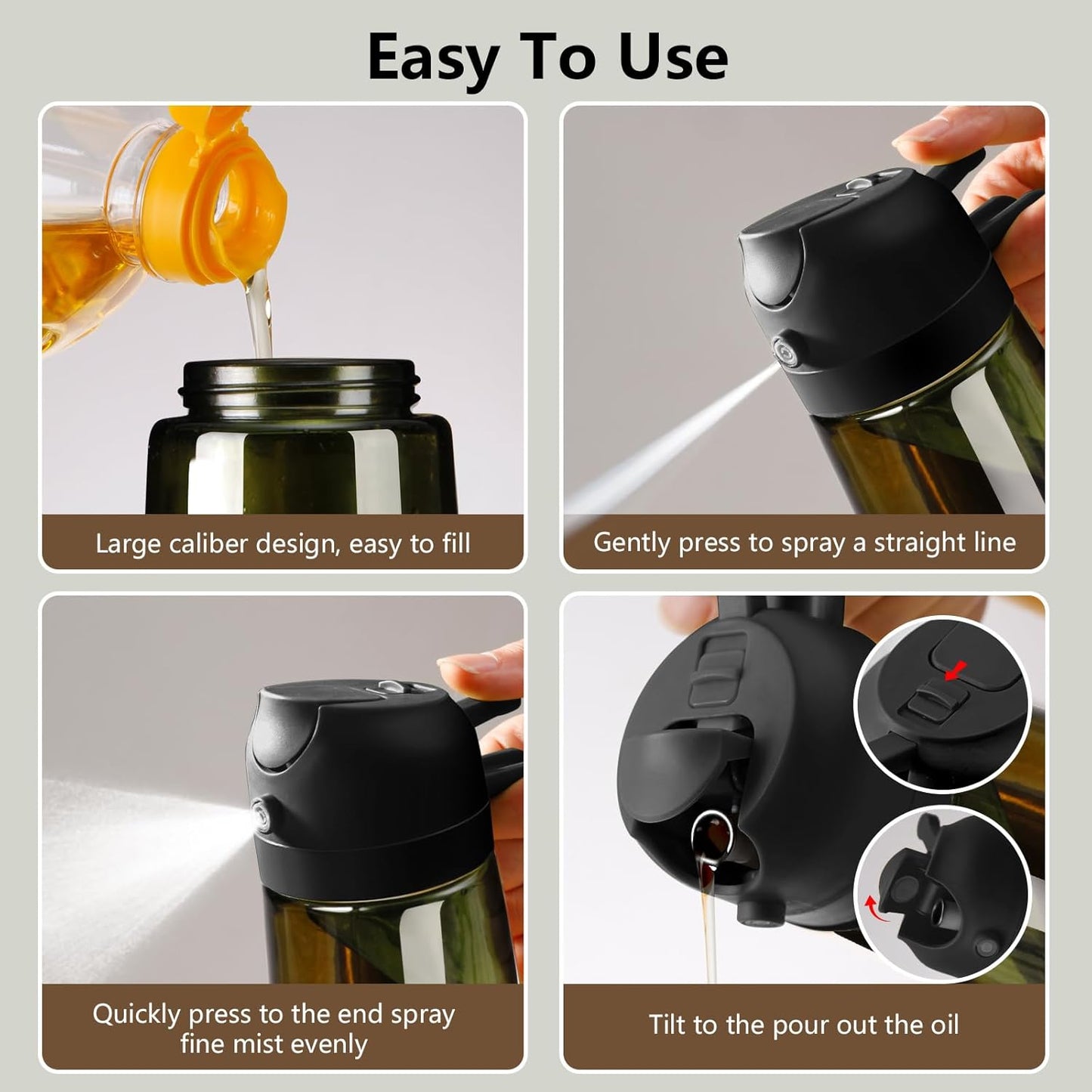 Olive Oil Sprayer for Cooking 16oz/470ml | Glass Light-Proof Oil Pourer for Kitchen with Stickers for Air Fryer, Cooking, Salad, BBQ with Stickers