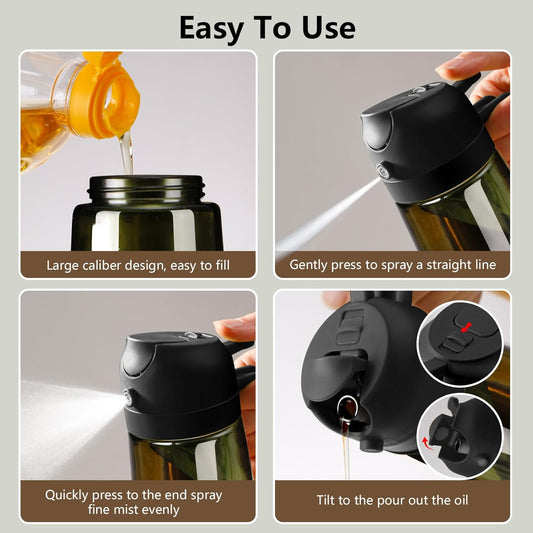 Olive Oil Sprayer for Cooking 16oz/470ml | Glass Light-Proof Oil Pourer for Kitchen with Stickers for Air Fryer, Cooking, Salad, BBQ with Stickers