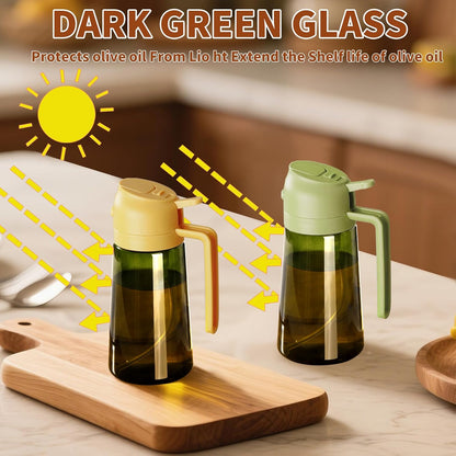 Olive Oil Sprayer for Cooking 16oz/470ml | Glass Light-Proof Oil Pourer for Kitchen with Stickers for Air Fryer, Cooking, Salad, BBQ with Stickers