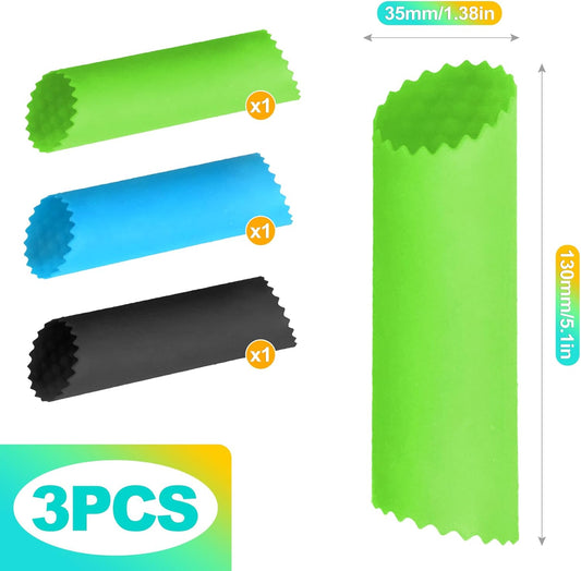 3 Pcs Silicone Garlic Peeler Tube Roller, Food-Grade & Effortless Skin Remover, Quick Kitchen Gadget for Fresh Cloves, Keeps Hands Odor-Free, Easy to Clean - Assorted Colors