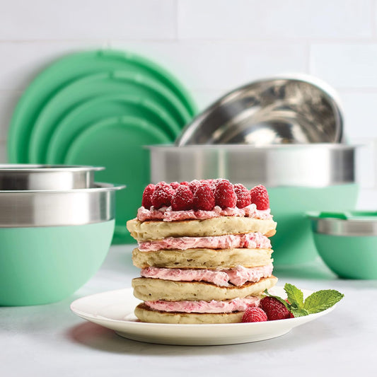 10 Pc Covered Stainless Steel and Silicone Mixing Bowl Set | Mint Green