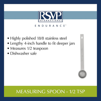 Endurance Kitchen Collection Open Stock Measuring Spoon, Stainless Steel, Dishwasher Safe, 0.5-Teaspoon