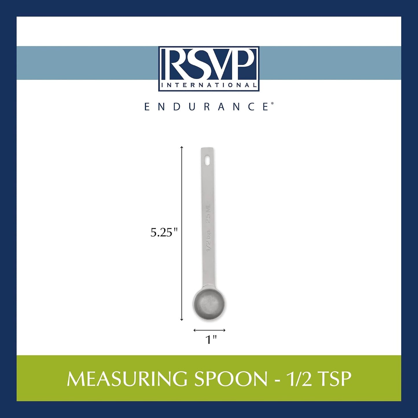 Endurance Kitchen Collection Open Stock Measuring Spoon, Stainless Steel, Dishwasher Safe, 0.5-Teaspoon