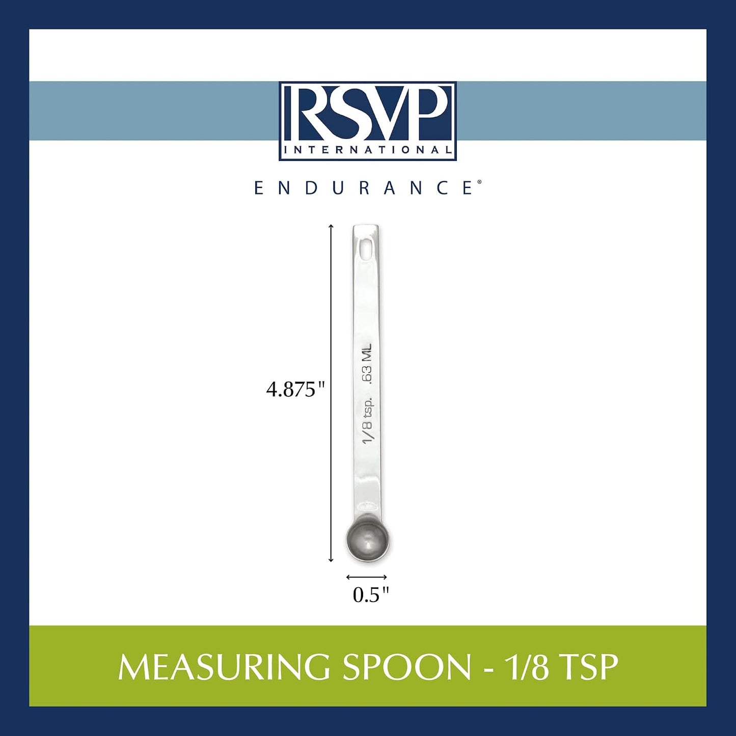 Endurance Kitchen Collection Open Stock Measuring Spoon, Stainless Steel, Dishwasher Safe, 0.5-Teaspoon