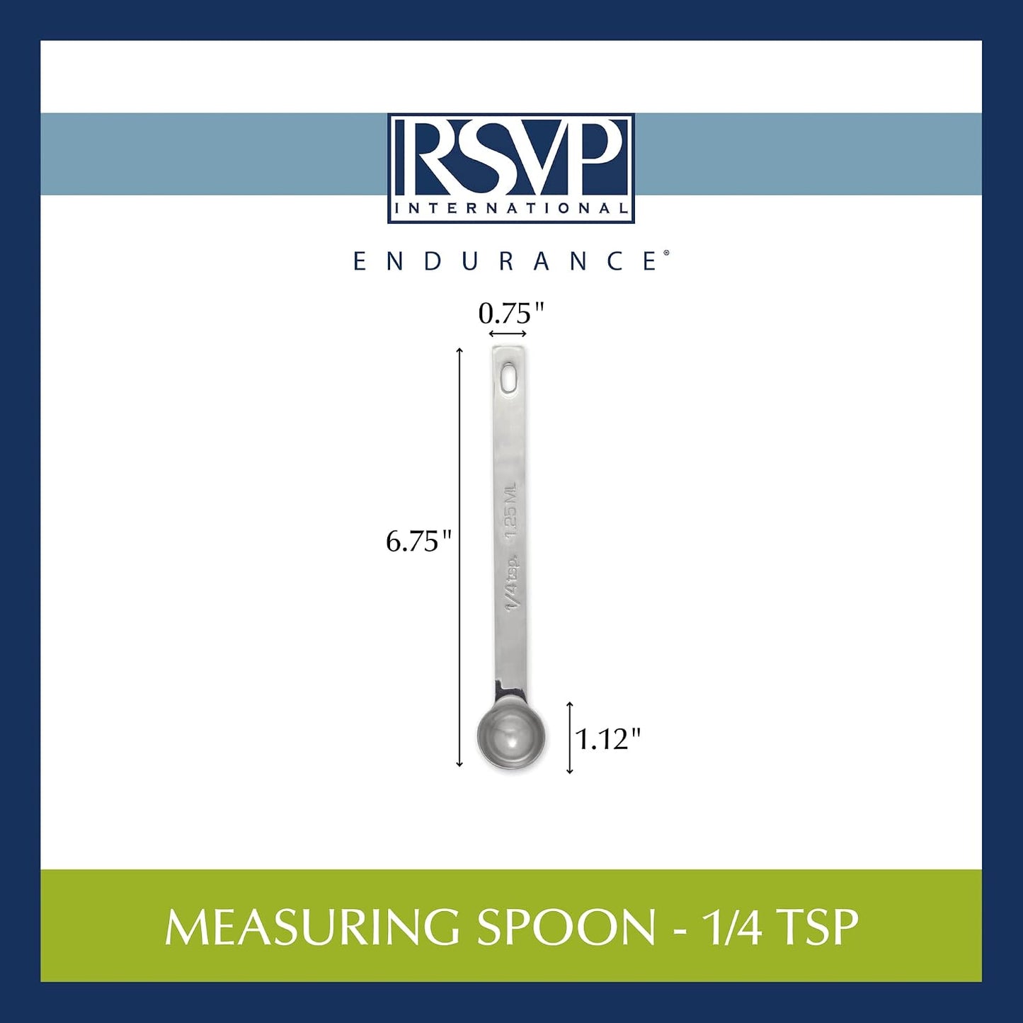 Endurance Kitchen Collection Open Stock Measuring Spoon, Stainless Steel, Dishwasher Safe, 0.5-Teaspoon