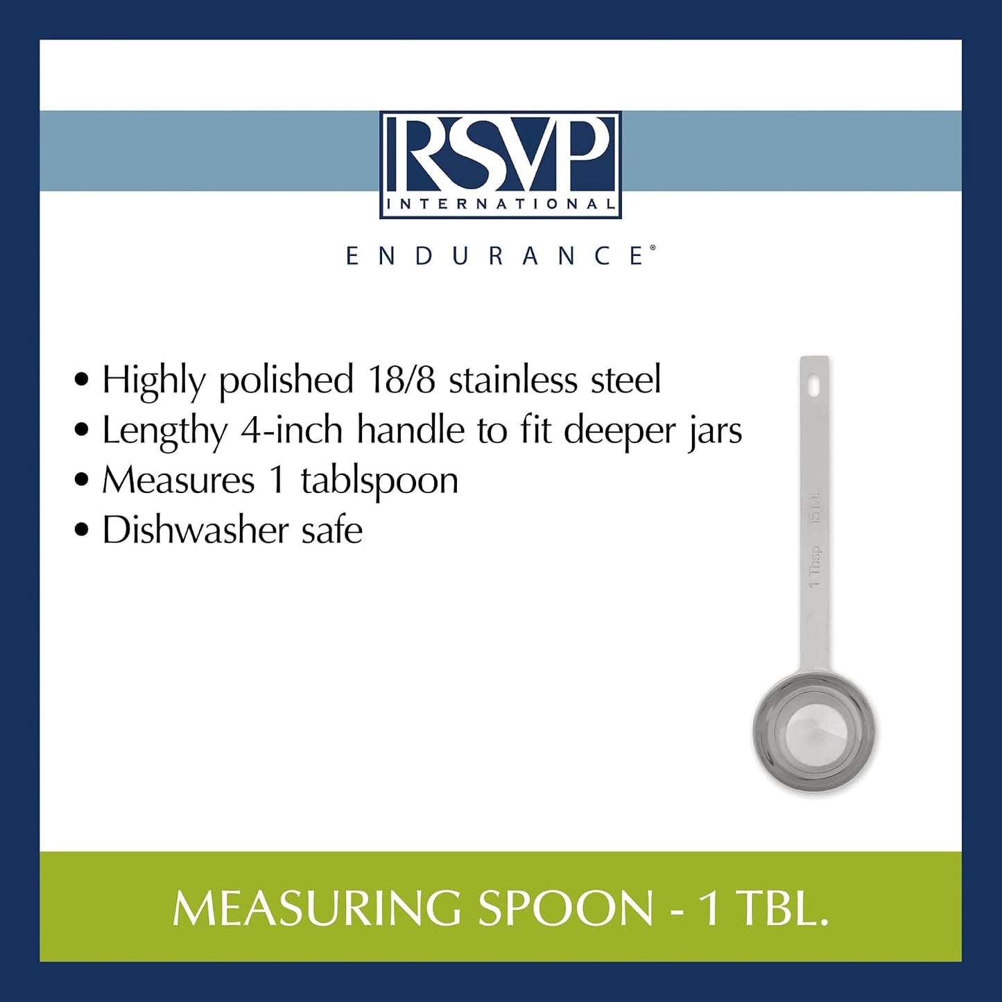 Endurance Kitchen Collection Open Stock Measuring Spoon, Stainless Steel, Dishwasher Safe, 0.5-Teaspoon