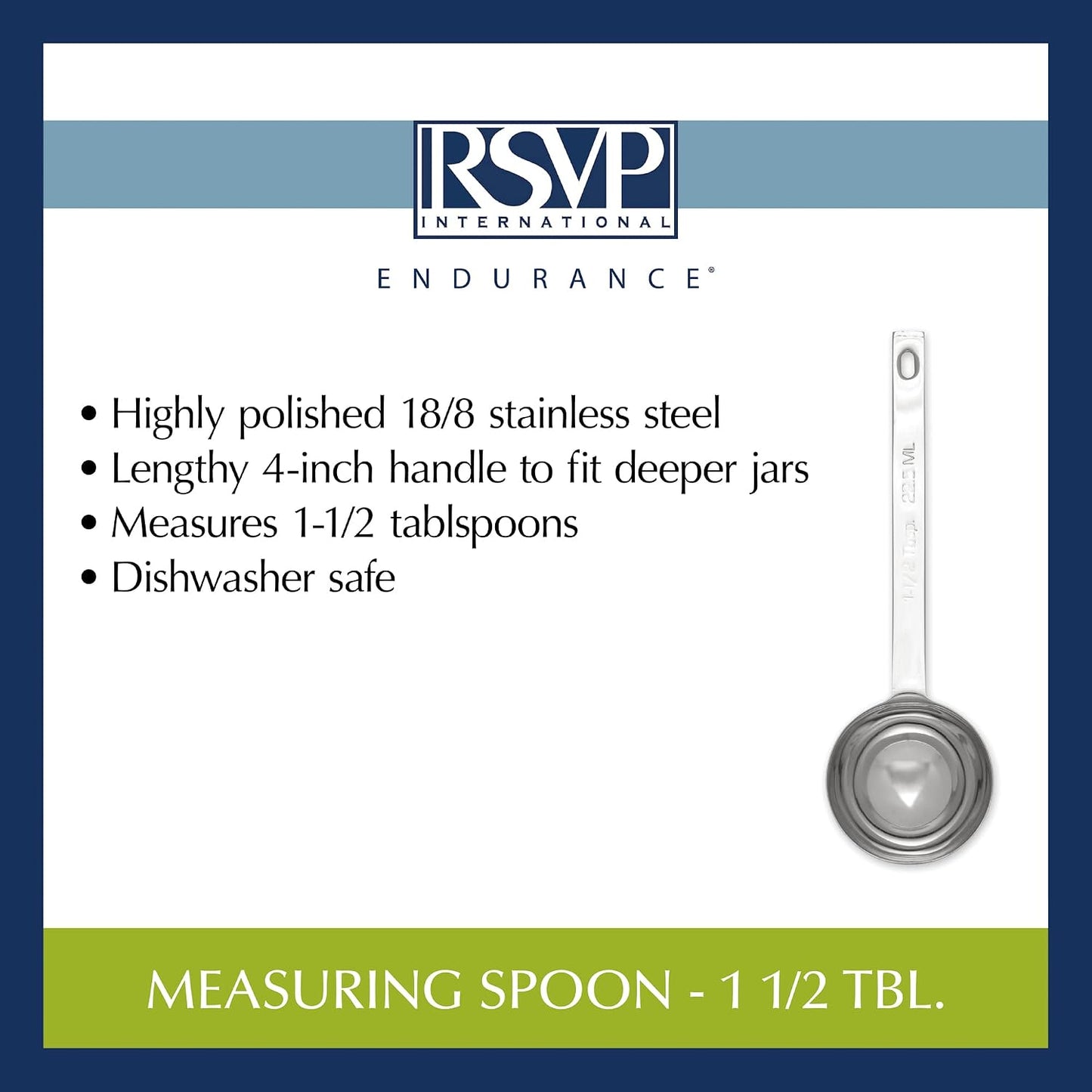 Endurance Kitchen Collection Open Stock Measuring Spoon, Stainless Steel, Dishwasher Safe, 0.5-Teaspoon