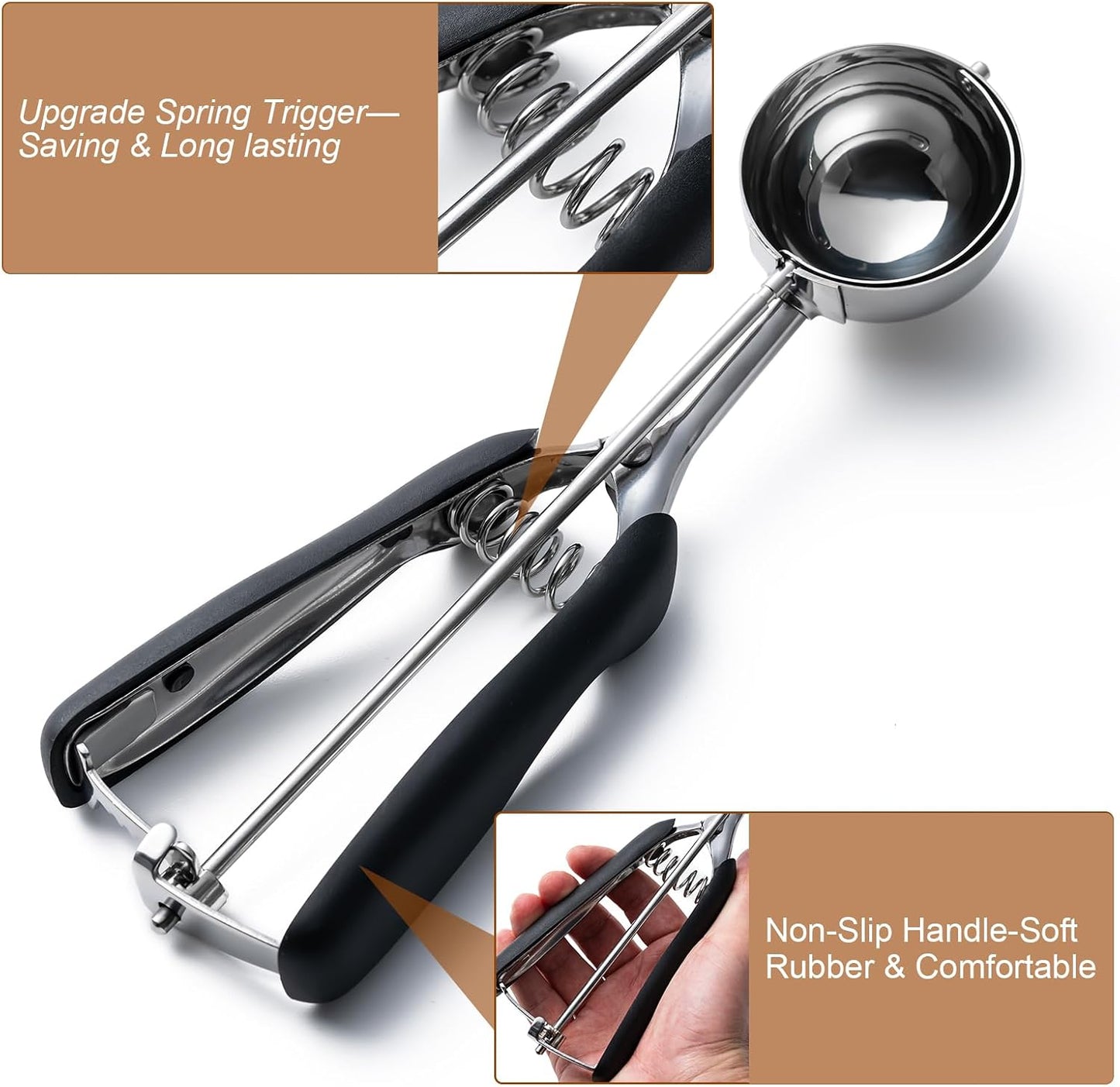 Ice Cream Scoop,18/8Stainless Steel Cookie Scoop,2Tbsp/30ml/1oz Cream Scoop | Size #40 Cookie Dough Scoop,Ice Cream Scooper with Trigger Release, Cookie Dough Scoop with Non-slip Grip