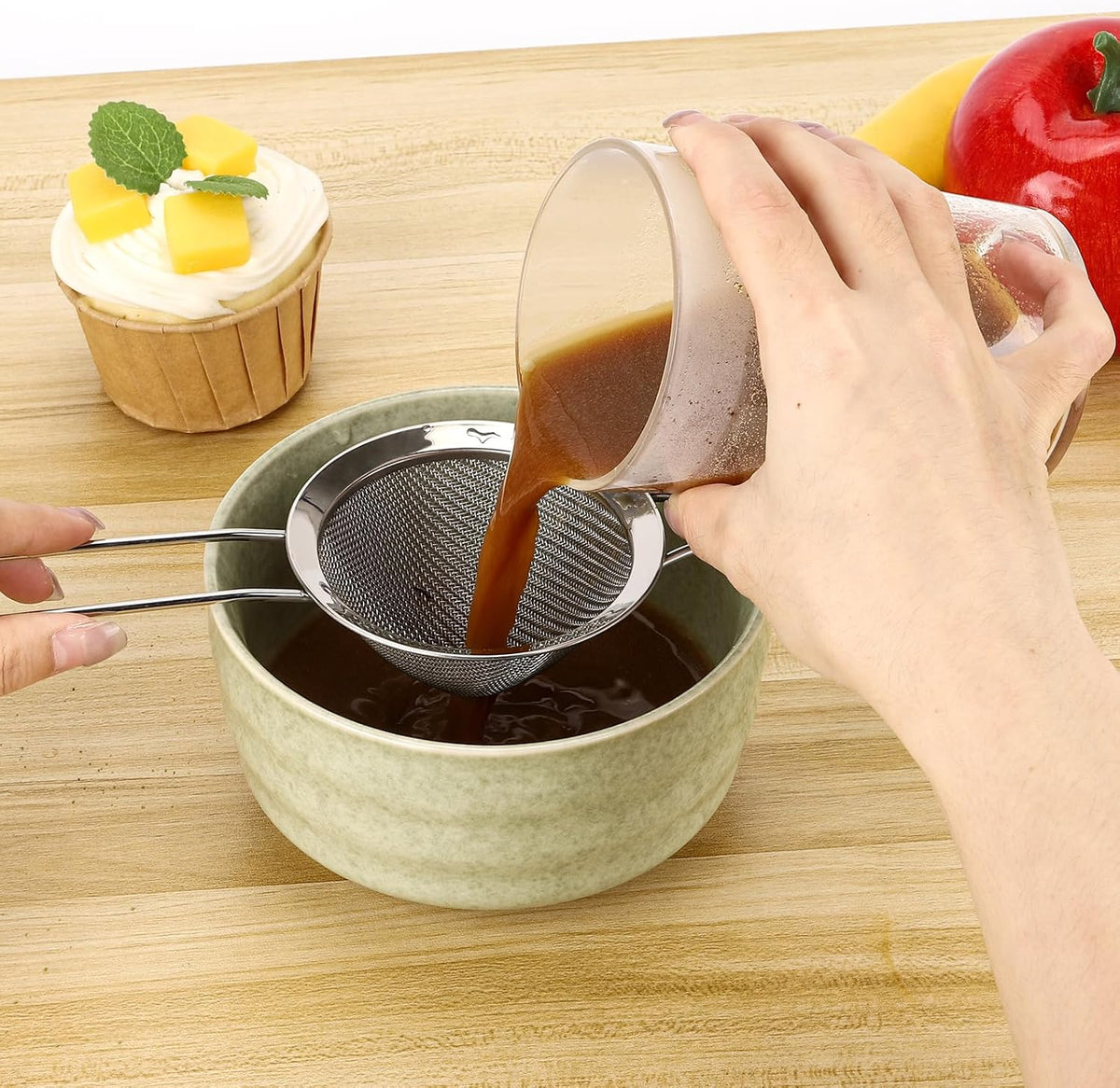 3 Pack Fine Mesh Strainer 304 Stainless Steel Small Sieve Sifter for Food, Tea, Juicing, Cocktail, Cooking (3.35")