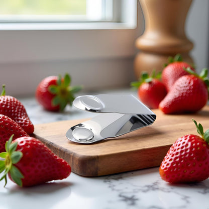 2Pcs Silver Stainless Steel Strawberry Huller Fruit Stem Remover Home Kitchen Tools for Cherry Tomato, Corers (2.8 * 1)