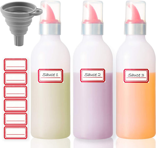 Condiment Squeeze Bottle Sauce Squeeze Squirt Bottle for Kitchen Plastic Syrup Container Food Dispenser for Oil Ketchup Griddle Hot Sauce