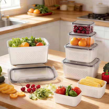 Fruit Storage Containers for Fridge, Plastic Fruit Containers Set