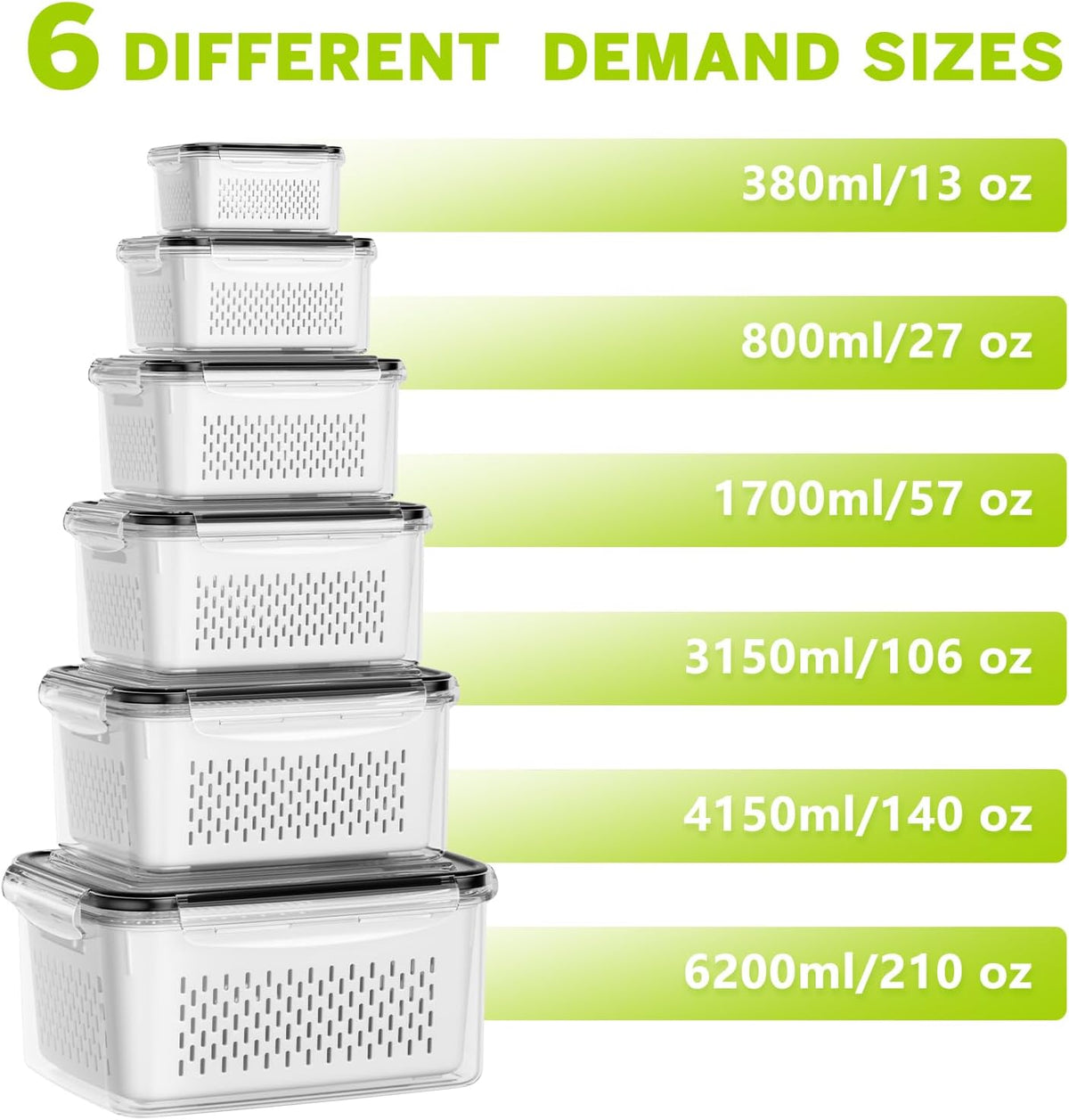 Fruit Storage Containers for Fridge, Plastic Fruit Containers Set