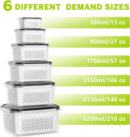 Fruit Storage Containers for Fridge, Plastic Fruit Containers Set