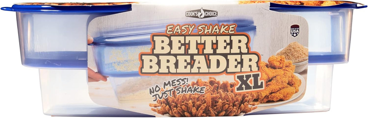 XL Original Better Breader Bowl 16" Mess-Free Breading Tray | Shake & Coat Batter Bowl w Lid for Chicken, Fish, & Vegetables, Great for Fish Fry, Tenders, Wings-Easy Cleanup & Made in USA