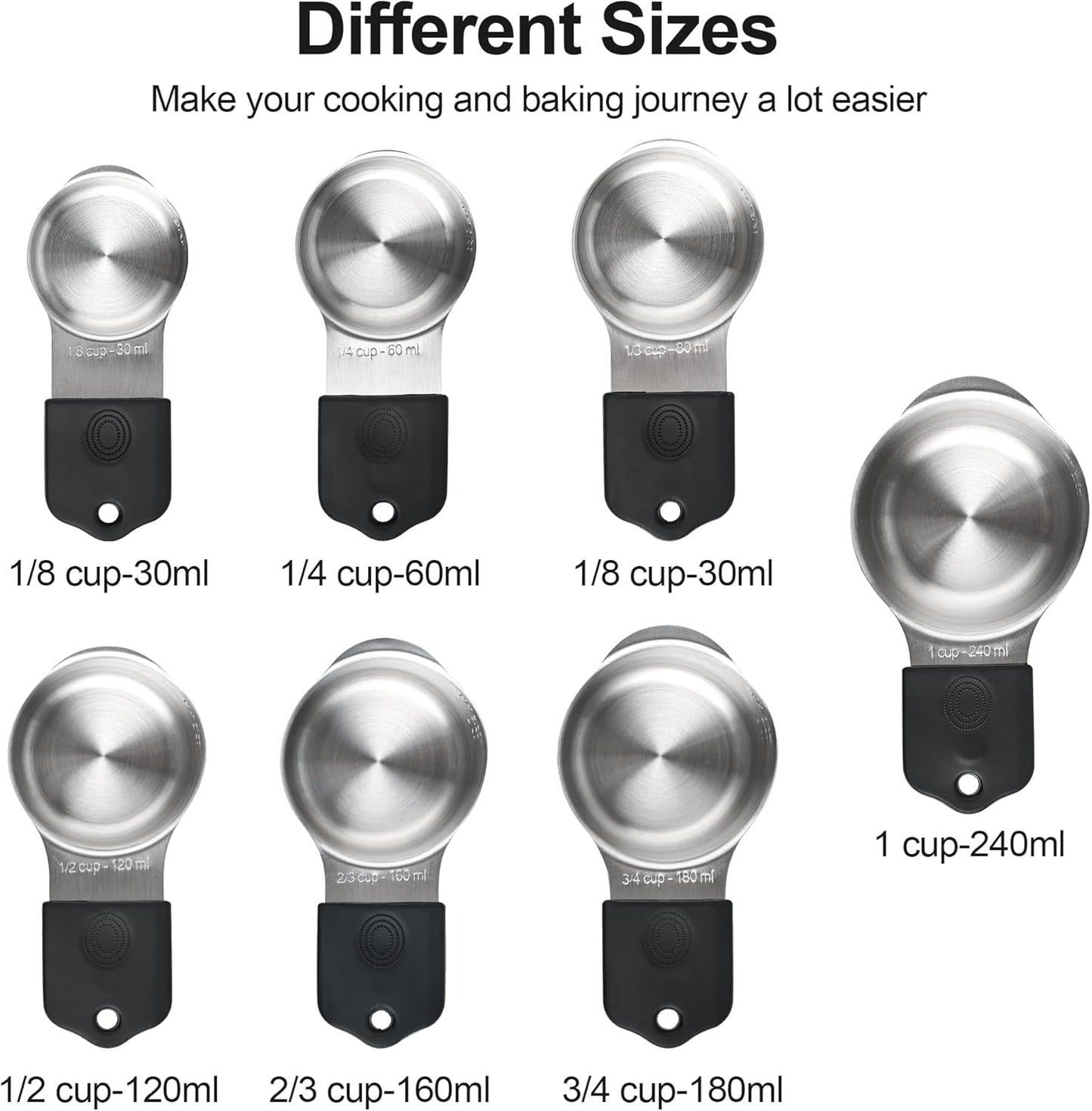 Measuring Cups and Spoons Set 16, Metric & US Stainless Steel Magnetic Measuring Cups and Spoons Set for Baking & Kitchen, Dry & Liquid Metal Measure Cups & Spoons with Leveler