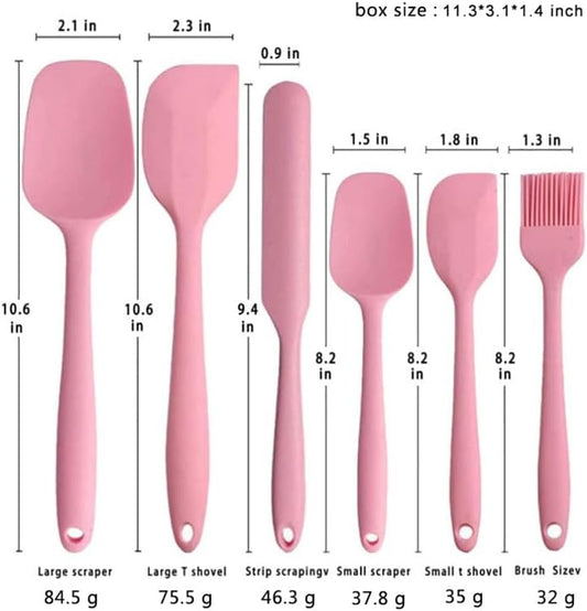 6-Piece Silicone Spatula Set | One-Piece Seamless | Heat-Resistant | Nonstick Safe (Black)