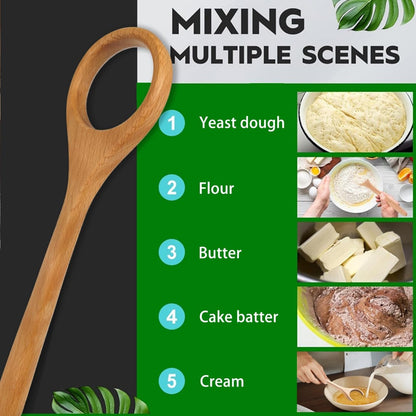 2 PCS 12 Inch Wooden Whisk, Wood Danish Dough Whisk Tool for Mixing, Wooden Bread Whisking Tool for Egg Sourdough Pizza, Pastry, Cake Batter