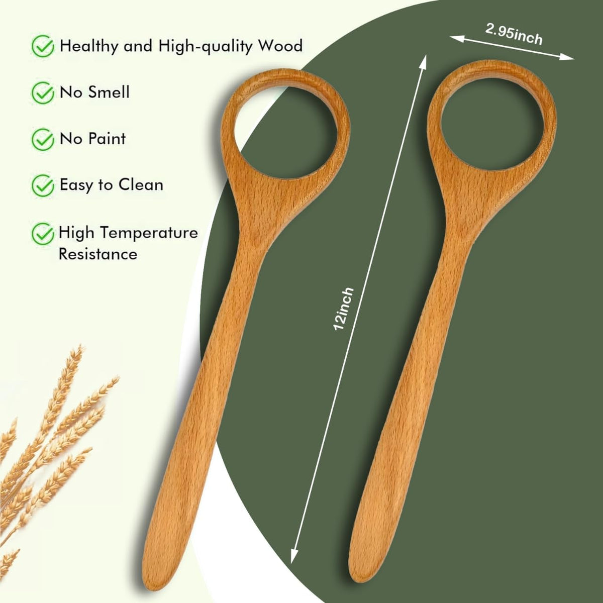 2 PCS 12 Inch Wooden Whisk, Wood Danish Dough Whisk Tool for Mixing, Wooden Bread Whisking Tool for Egg Sourdough Pizza, Pastry, Cake Batter