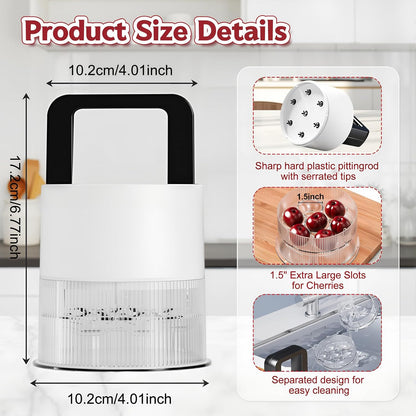 7-in-1 Cherry Pitter Tool,1.5" Extra Large Slots Making Cherry Jam