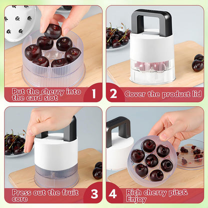 7-in-1 Cherry Pitter Tool,1.5" Extra Large Slots Making Cherry Jam