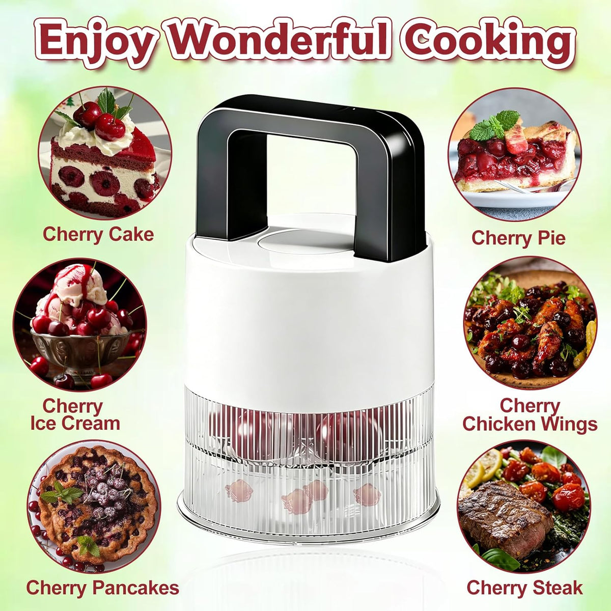 7-in-1 Cherry Pitter Tool,1.5" Extra Large Slots Making Cherry Jam