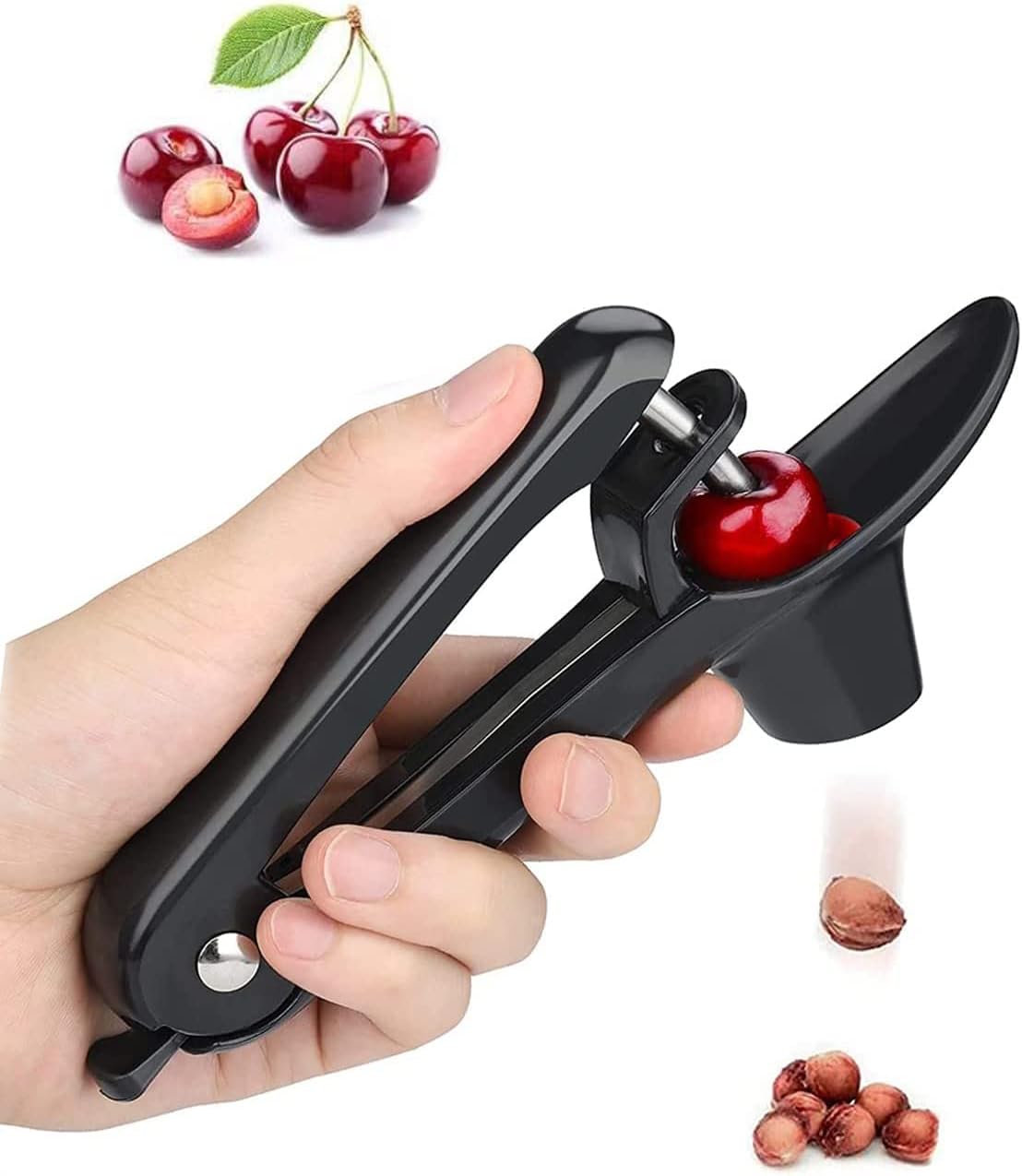 7-in-1 Cherry Pitter Tool,1.5" Extra Large Slots Making Cherry Jam