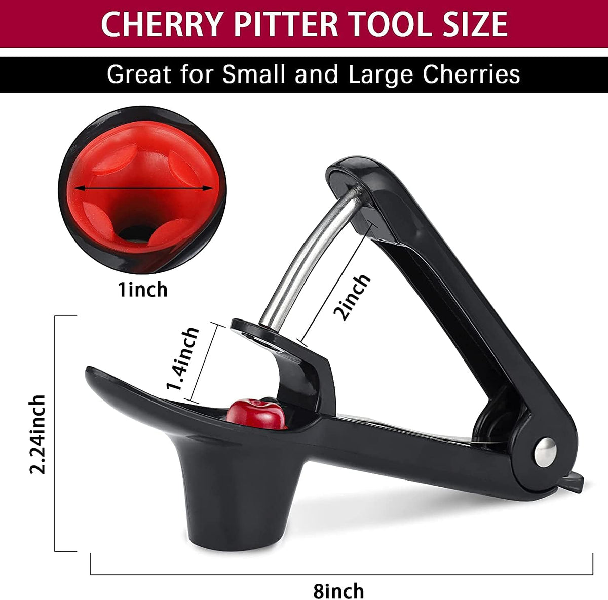 7-in-1 Cherry Pitter Tool,1.5" Extra Large Slots Making Cherry Jam