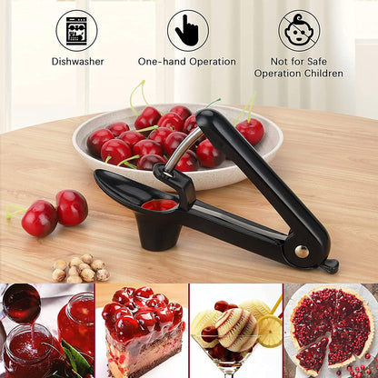 7-in-1 Cherry Pitter Tool,1.5" Extra Large Slots Making Cherry Jam