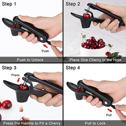 7-in-1 Cherry Pitter Tool,1.5" Extra Large Slots Making Cherry Jam