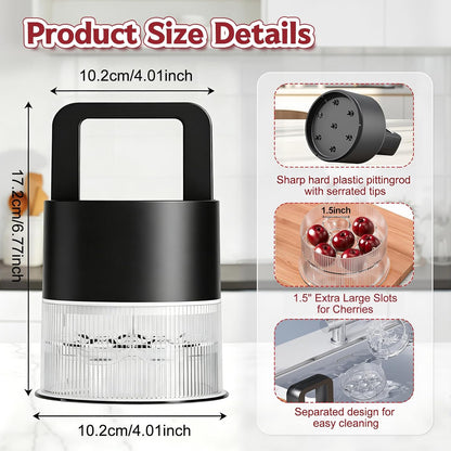 7-in-1 Cherry Pitter Tool,1.5" Extra Large Slots Making Cherry Jam