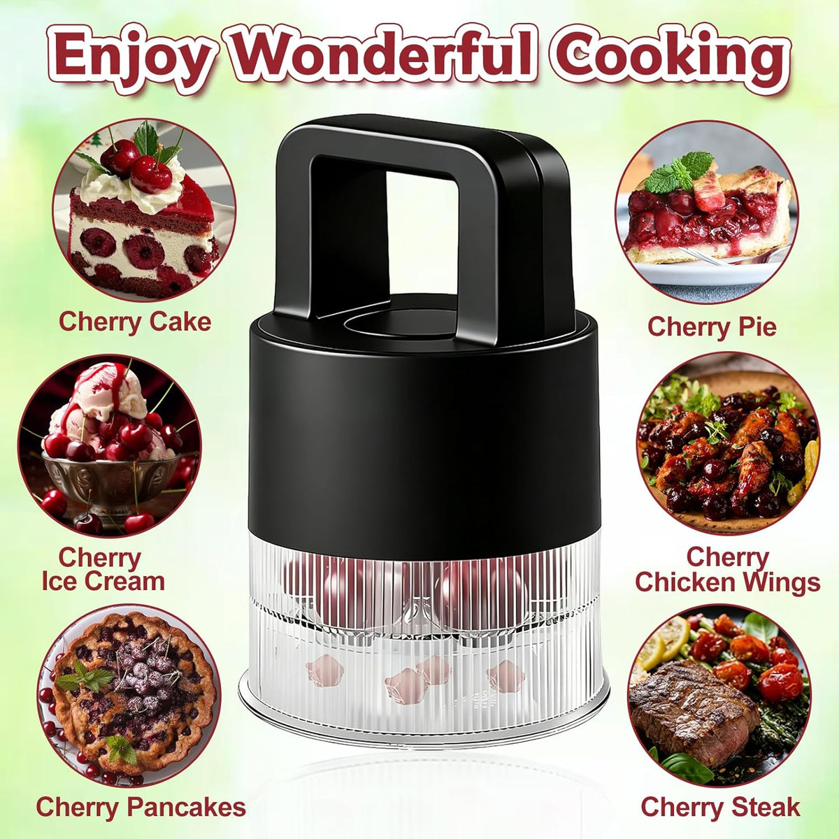 7-in-1 Cherry Pitter Tool,1.5" Extra Large Slots Making Cherry Jam