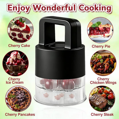 7-in-1 Cherry Pitter Tool,1.5" Extra Large Slots Making Cherry Jam