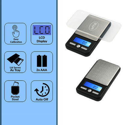 Digital Pocket Scale AC Series 1200g x 0.1g | High Precision 0.1g Accuracy Mini Gram Scale for Kitchen, Lab, Jewelry, Coin Scale, Small Digital Gram Scale Portable Travel Scale