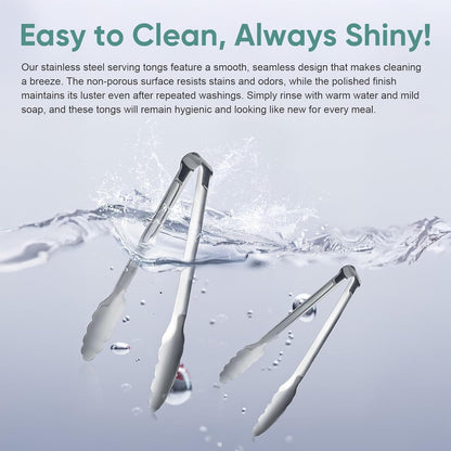 12 Pack Buffet Tongs Serving Tongs Stainless steel Kitchen Tongs 7inch | stainless steel Utility Tongs with scalloped grip for buffets, parties, catering, salad bars, appetizers, desserts and ice