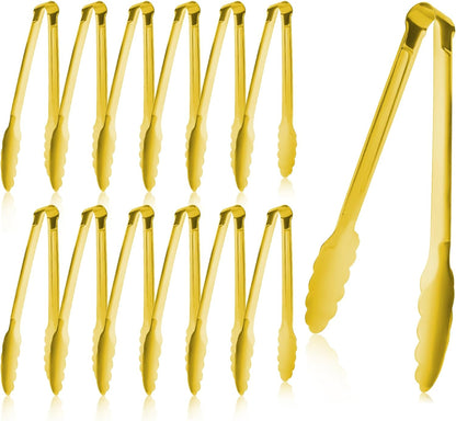 12 Pack Buffet Tongs Serving Tongs Stainless steel Kitchen Tongs 7inch | stainless steel Utility Tongs with scalloped grip for buffets, parties, catering, salad bars, appetizers, desserts and ice