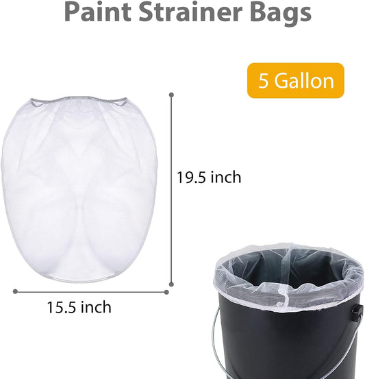 10 Pack Paint Strainer Bags 5 Gallon Paint Strainer Bags Filters Paint Filter Bags Fine Mesh with Elastic Drawstring for 5 Gallon Bucket Paint Strainer