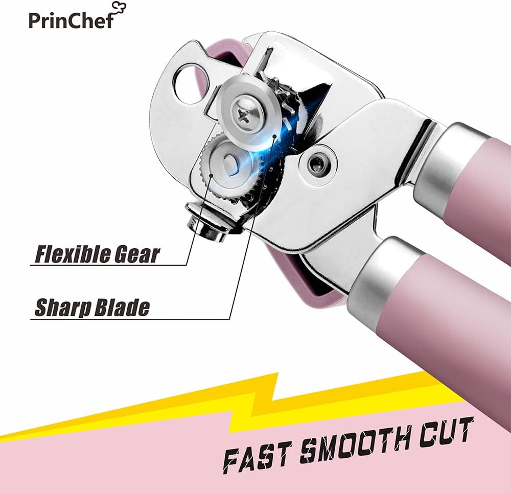 [Smoother Cut] Manual Can Opener with Magnet, Improved Handle for More Comfortable Grip, Handheld Can Openers for Seniors, Heavy Duty Can Opener Smooth Edge, Bottle Opener Easy to Use, Black