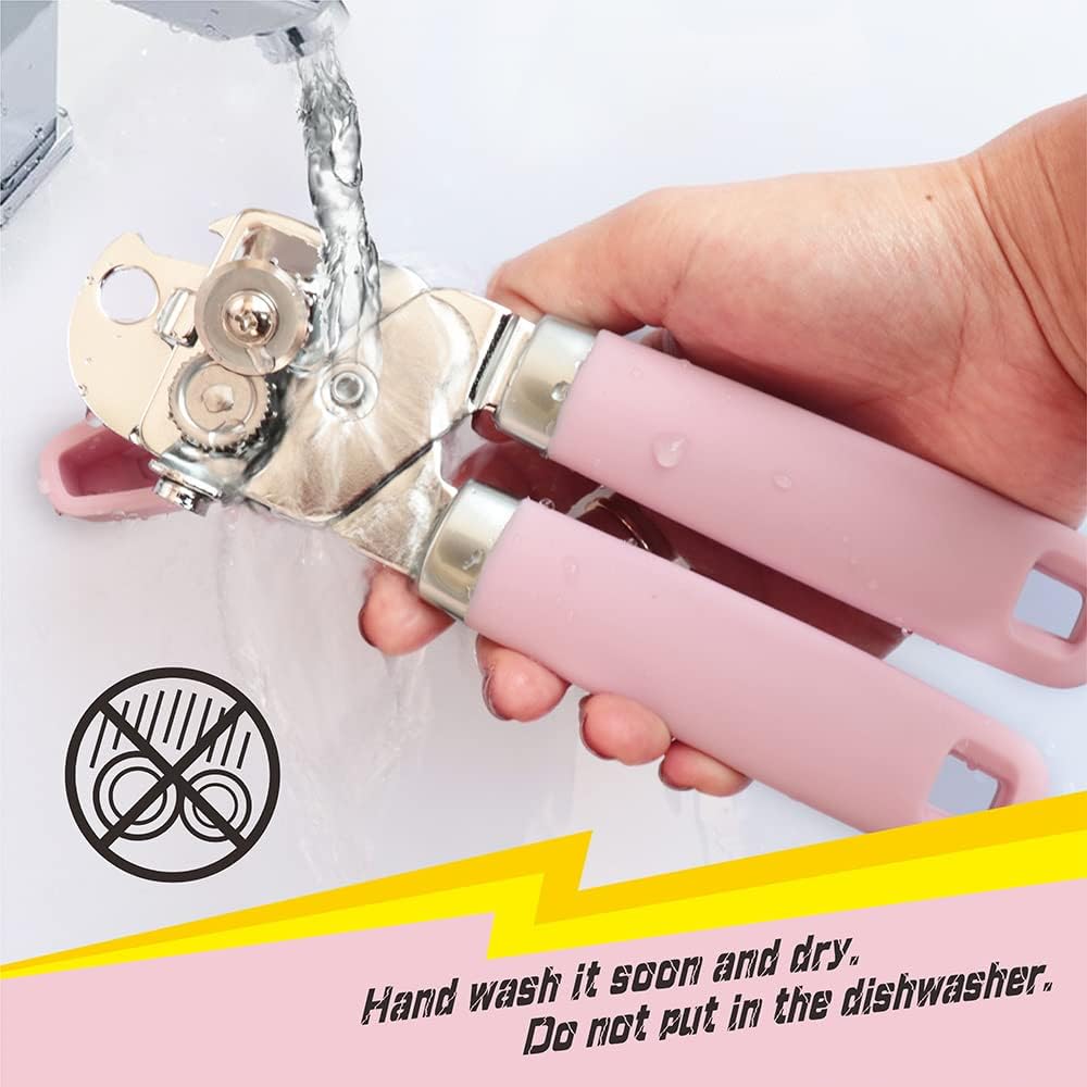 [Smoother Cut] Manual Can Opener with Magnet, Improved Handle for More Comfortable Grip, Handheld Can Openers for Seniors, Heavy Duty Can Opener Smooth Edge, Bottle Opener Easy to Use, Black
