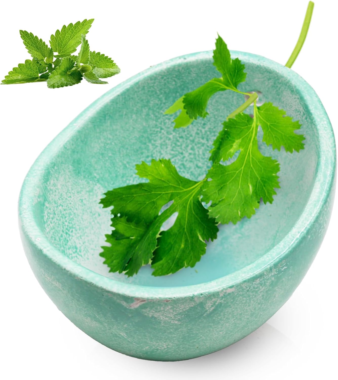 Handmade Ceramic Herb Stripper Bowl - Kitchen Herbs Leaf Stripping Tool Pottery Herb Peeler for Kale, Thyme, Basil, Rosemary (White)