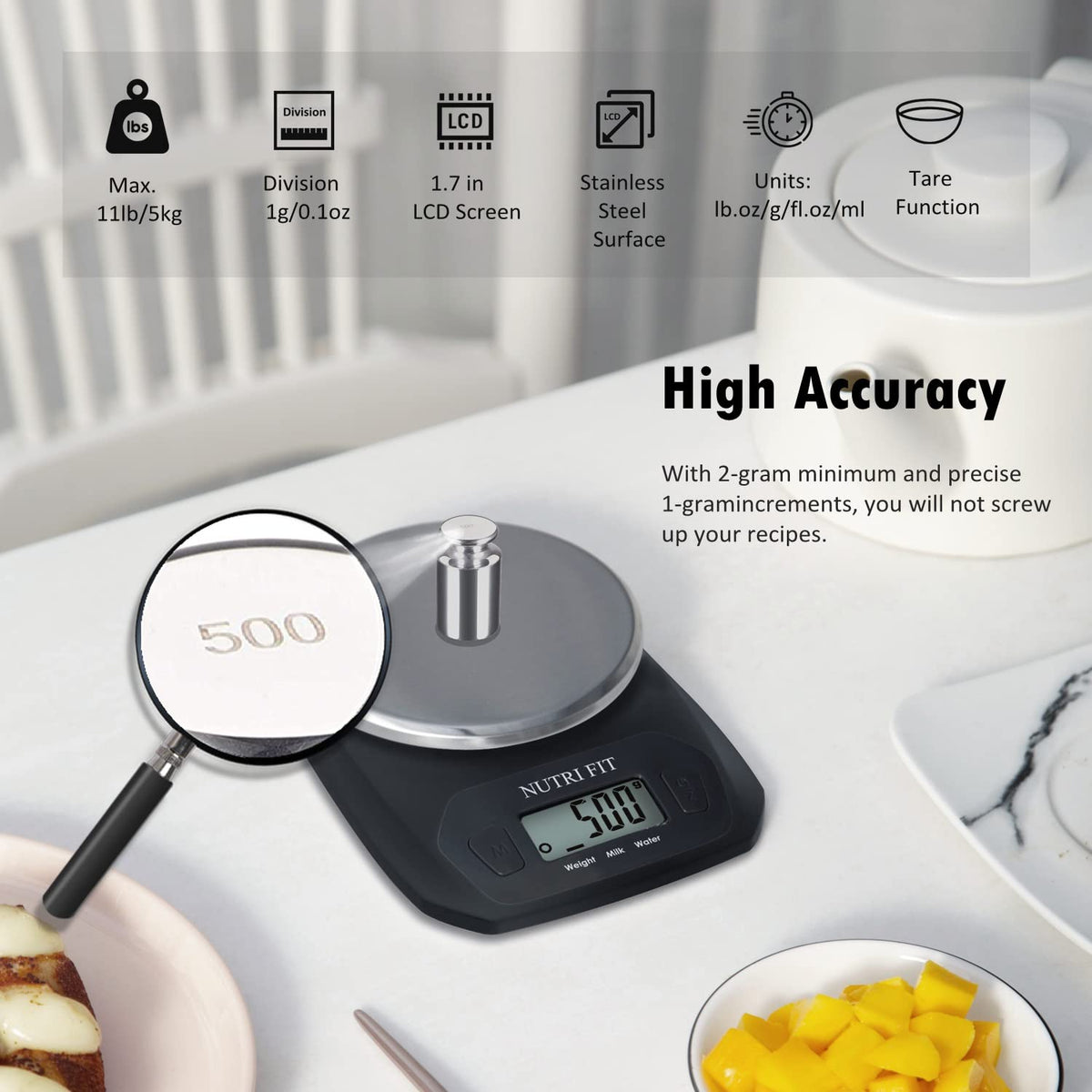 Kitchen Scales Digital Food Scale Cooking in Grams & Ounces Black